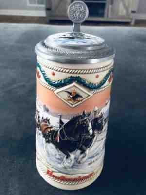 Budweiser 1996 Lidded Holiday Stein Signature Edition American Homestead