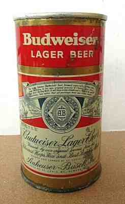 1954 Budweiser Lager 12 FL OZ Flat Top  Beer Can with Canguard