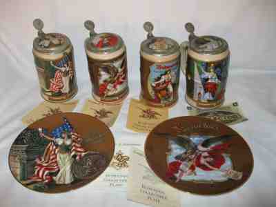 BUDWEISER Archive Series 4 STEINS 2 PLATES Ganymede, Mirror of Truth +2 more 