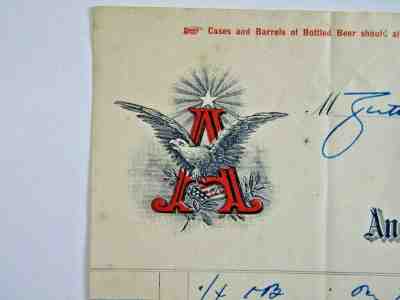 Vintage PRE PRO 1907 BUDWEISER EAGLE LOGO Anheuser Busch Receipt - SELMA ALABAMA