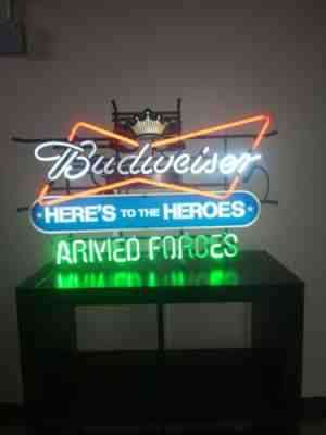 Budweiser Here's To The Heroes Armed Forces Neon Light