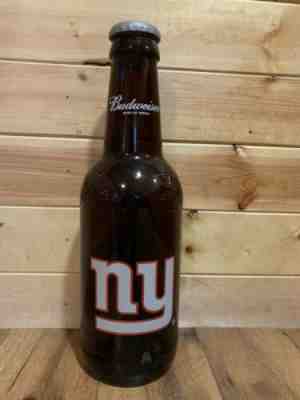 Budweiser King Pitcher NFL Empty New York Giants 14” Glass Bank Bottle RARE