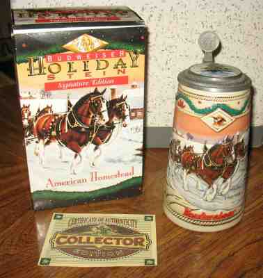 Budweiser 1996 Holiday Stein Signature Series CS273SE American Homestead