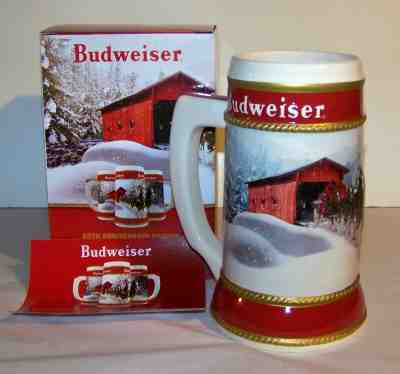 2019 A/B BUDWEISER WHOLESALER GOLD CHRISTMAS STEIN - MINT W/BOX & CERTIFICATE2 