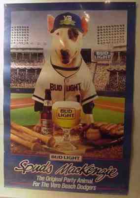 SPUDS MACKENZIE RARE VERO BEACH DODGERS BASEBALL POSTER #2