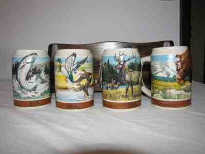 1988 Anheuser - Busch Field & Stream Budweiser Wildlife Series Steins/Mugs Set