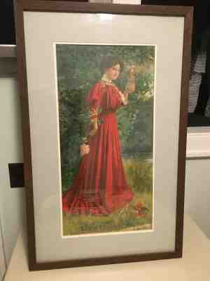 Vintage Budweiser Girl Beer PRE PROHIBITION Sign Lithograph Anheuser Busch 1907