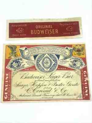 Rare Original C. Conrad Co Anheuser Busch Budweiser Labels Pre Prohibition 1886