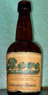 Bevo Beverage Beer Bottle, Anheuser Busch, St. Louis, MO. Preprohition Budweiser