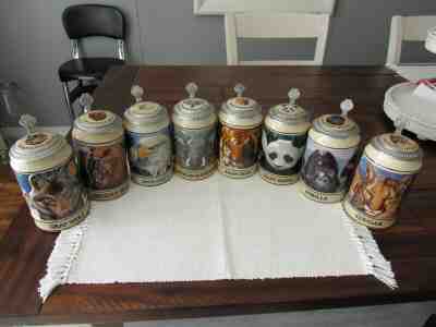 BUDWEISER ENDANGERED SPECIES BEER STEIN SET OF 8 BRAZIL BY CERAMERTE 