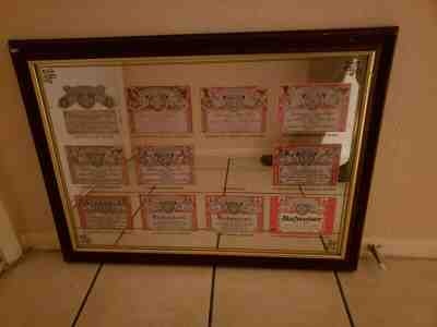 1999 Budweiser AMERICAN HISTORY & BUD LABELS Beer mirror 31x22 inches