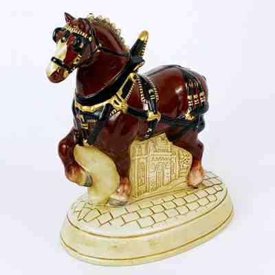 Anheuser Busch Budweiser Clydesdale Goldtone Lidded Decanter CS33 1976 Ceramarte