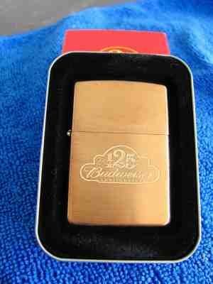 Budweiser 125th Anniversary Zippo Brass Lighter 972 of 1,000 made