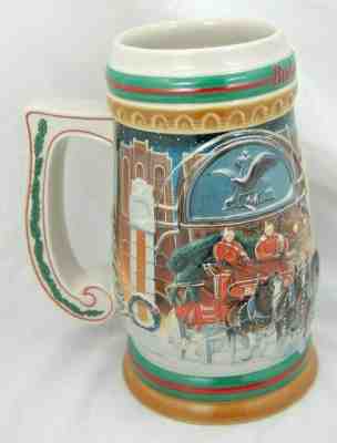 1997 Budweiser Home for the Holidays Stein w/ BOX, Beer Mug Cup, Clydesdales