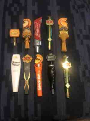 10 Beer Tap Keg Handle Lot Shock Top Budweiser Shiner Bock Bohemian Dos Equis