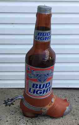 BIG Vintage Budweiser Light Beer Bottle Texas Boot Sign Inflatable Display