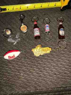 Lot of 7 BUDWEISER Vintage Key Chain Bottle Openers/ Keychains Collection