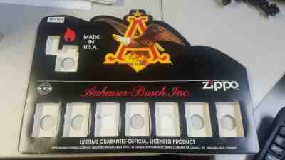 ZIPPO table top BUDWEISER ANHEUSER-BUSCH DISPLAY holds 8 lighters NEW!