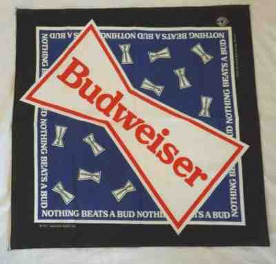 Vtg 1991 Budweiser Bow Tie Bandana Handkerchief Scarf Nothing Beats a Bud Beer