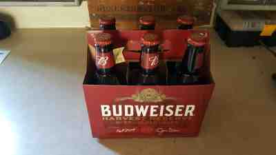 Budweiser Harvest Reserve 6 pack of empty bottles and box - RARE