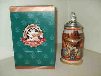 Budweiser stein. Collectors Club 1999 The Golden Age Of Brewing Circa 1898