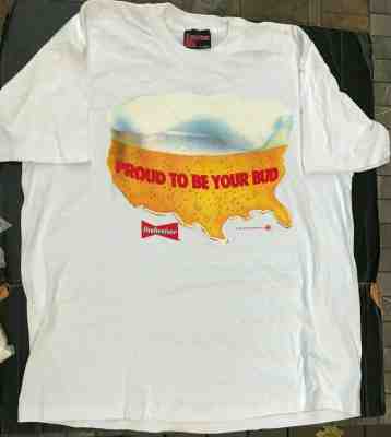 Rare Original 1993 Budweiser Proud to Be Your Bud Map T Tee Shirt New XL Vintage