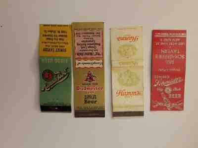 4 Vtg Matchbook Covers Beer Brewery Milwaukee's Best Budweiser Hamm's Schmidt's