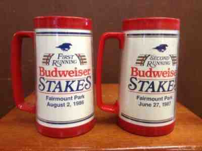 2 Budweiser Beer Plastic Mugs Fairmont Park Horse Race Track