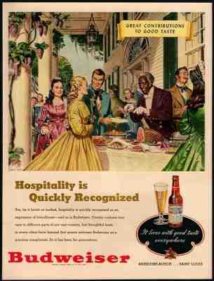 1949 BUDWEISER Beer - Colonial House - Southern - Black Americana VINTAGE AD