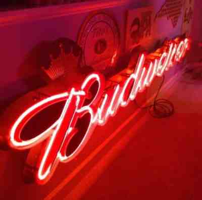 Original 8'x2' Budweiser Signature Neon Sign Rare Breweriana Man Cave Bar A+