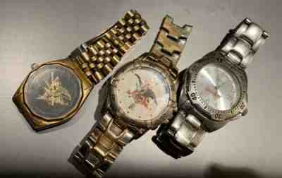 3 Old Budweiser Beer Watches Buliva Croton Fossil parts Or Restore Watch