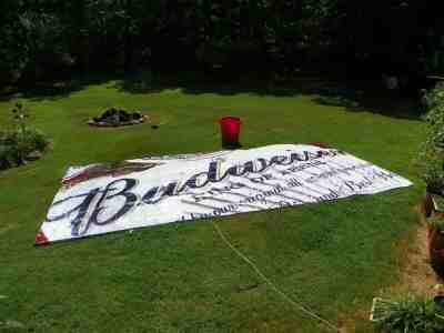 Huge Vinyl Budweiser Banner/RV Awning 21 Feet x 11 Feet