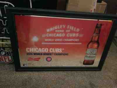 Budweiser beer Chicago Cubs 2016 World Series Champs back bar mirror sign mib