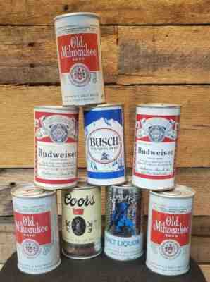 8 Vintage Mini Beer Cans With Golf Balls Budweiser Schlitz Coors Busch Pull Tab