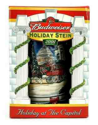 2001 Budweiser Holiday Stein Holiday At The Capitol Beer Mug NIB