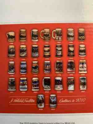 Budweiser holiday beer steins 1980-2010, 31 steins total