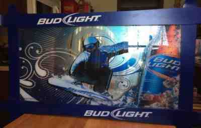 Bud Light Winter Snow Board Mirrored Sign Large 40” X 25.25”