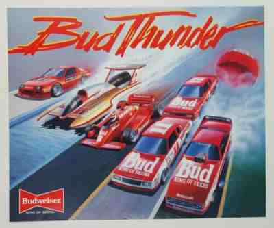 1985 BUDWEISER Poster * BUD THUNDER * NASCAR  INDY  IROC  FUNNY CAR  HYDROPLANE