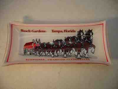 VTG Budweiser Champion Clydesdales Busch Gardens Glass Ashtray Dish