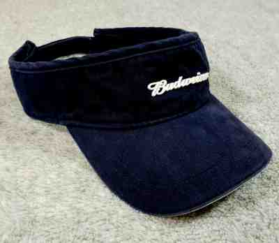 Budweiser Visor Adjustable Strap Back Bud Cap Hat 2002 Logo Applique Cotton