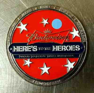 Budweiser Veteran Challenge Coin: HERE'S TO THE HEROES Folds of Honor Foundation