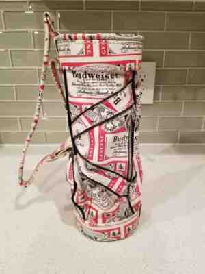 Vintage Budweiser Bar Item Holder Golf Bag.  Super Rare Promo Item. GREAT W SIGN