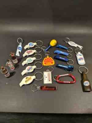 Lot Of 21 Beer Keychains Bottle Openers Breweriana Budweiser Miller Coors Corona