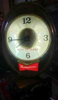 Vintage Budweiser King of Beers Egg Shaped Rotating Lit Bar Clock marble base!! 