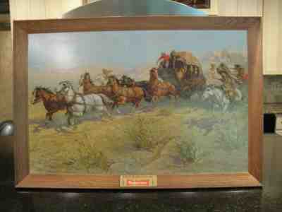 Original 1952 Budweiser Advertising Portrait Attack of the Overland Stage 1860