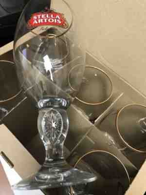 Set-6  New Stella Artois Chalice 50CL Beer Glasses Pub Goblet Man Cave Belgium