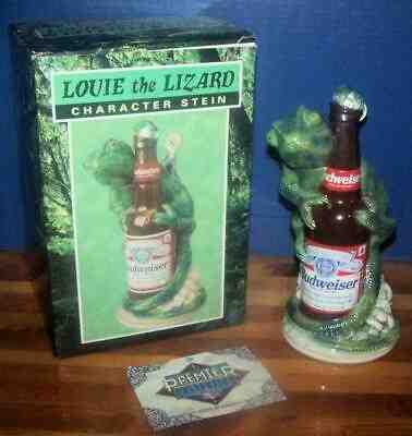 BUDWEISER ANHEUSER-BUSCH 1997 LOUIE THE LIZARD Stein CS344! Original Box & COA!