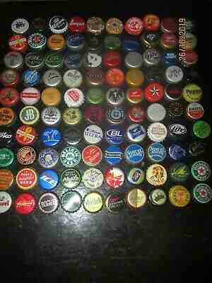 100 different vintage BEER BOTTLE CAPS out of print - Budweiser / Rolling Rock +