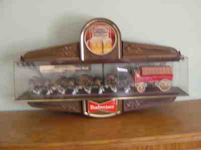 Rare 1970's Hanging Budweiser Clydesdale Team Two- Sided Bar Sign Very Nice Cond
