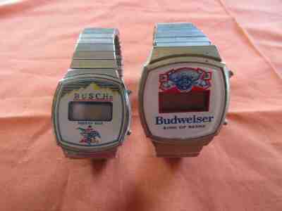 Vintage Budweiser & Busch Wrist Watches - LED - Advertising Beer Watch